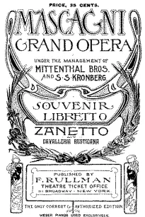 Zanetto; and Cavalleria Rusticana