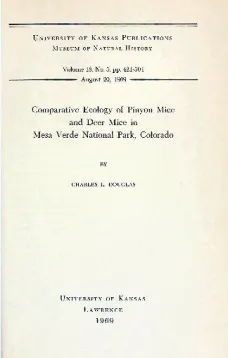 Comparative Ecology of Pinyon Mice and Deer Mice in Mesa Verde National Park, Colorado