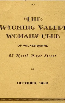 Program for October 1929: The Wyoming Valley Woman's Club of Wilkes-Barre