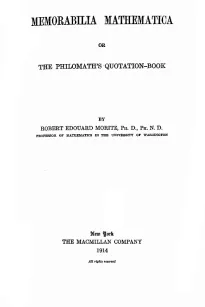 Memorabilia Mathematica
or the Philomath's Quotation-Book