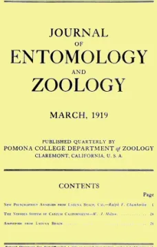 Journal of Entomology and Zoology, Vol. 11, No. 1, March 1919