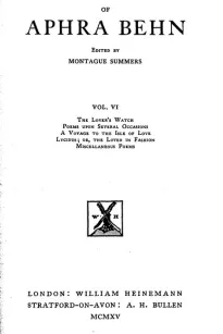 The Works of Aphra Behn, Volume VI