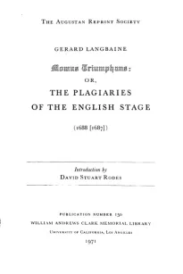 Momus Triamphans: or, the Plagiaries of the English Stage (1688[1687])