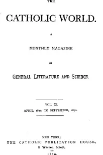 The Catholic World, Vol. 11, April, 1870 to September, 1870