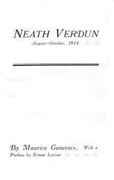 'Neath Verdun, August-October, 1914