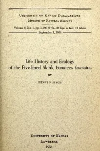 Life History and Ecology of the Five-Lined Skink, Eumeces fasciatus