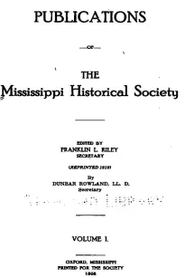 Publications of the Mississippi Historical Society, Volume I (of 14)