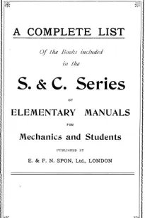A Complete List of the S. & C. Series of Books by E. & F. N. Spon, January 1912