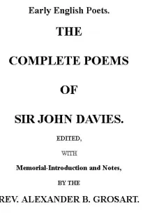 The Complete Poems of Sir John Davies. Volume 2 of 2.