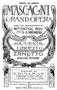 Zanetto; and Cavalleria Rusticana