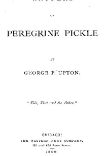 Letters of Peregrine Pickle