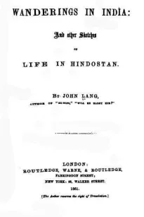 Wanderings in India
And Other Sketches of Life in Hindostan